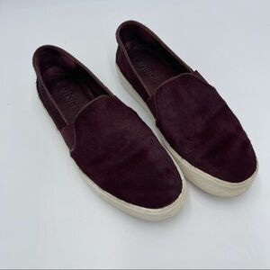 VINCE Black Cherry Berlin Dyed Calf Hair Slip On Cushioned Sneakers